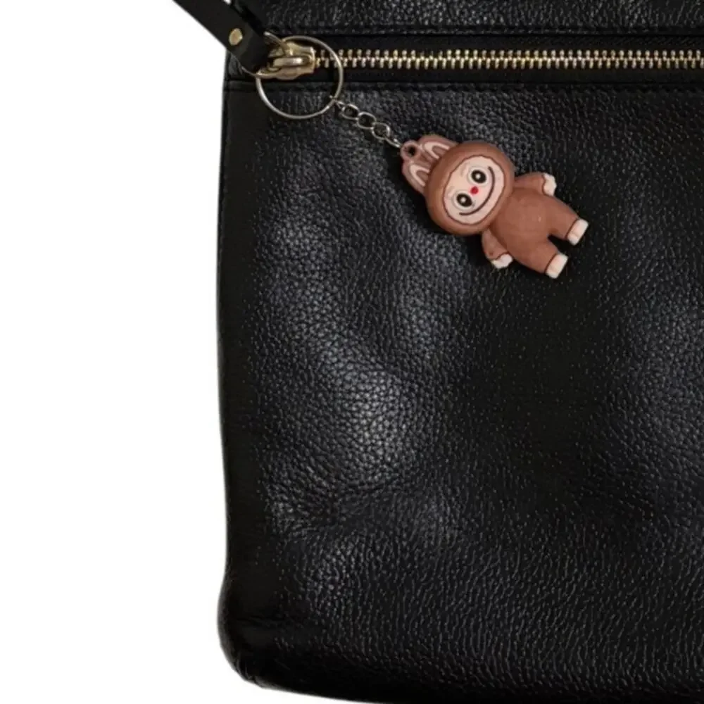 Labubu Silicone Keychain Brown Bunny Monster Figure Kawaii Bag Charm